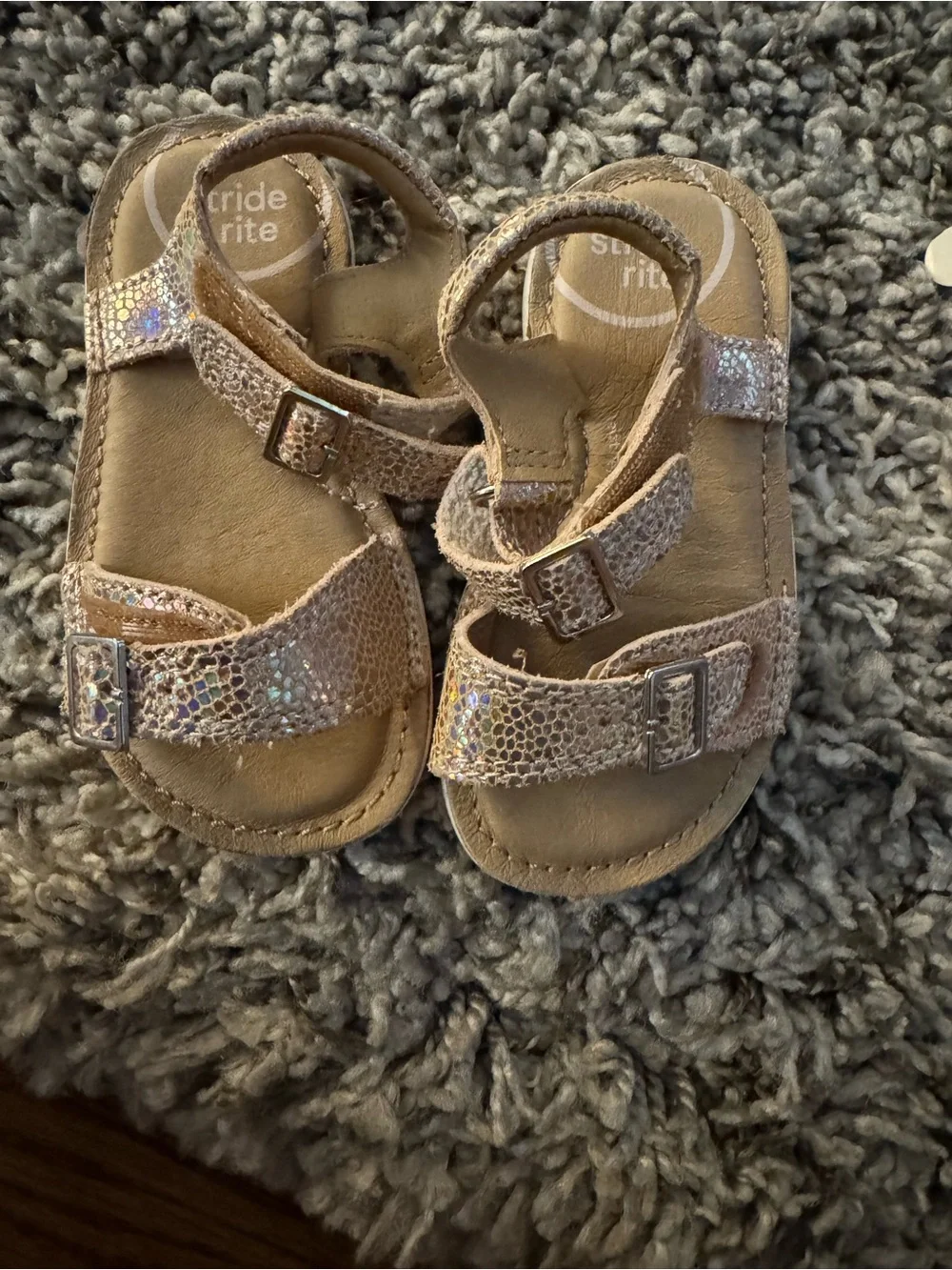Stride Rite Toddler Iridescent Rose Gold Sandals